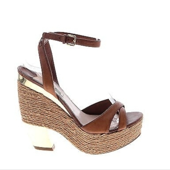 Miu Miu Shoes - MIU MIU Prada Sz 38 Leather Espadrille Heel Wedges